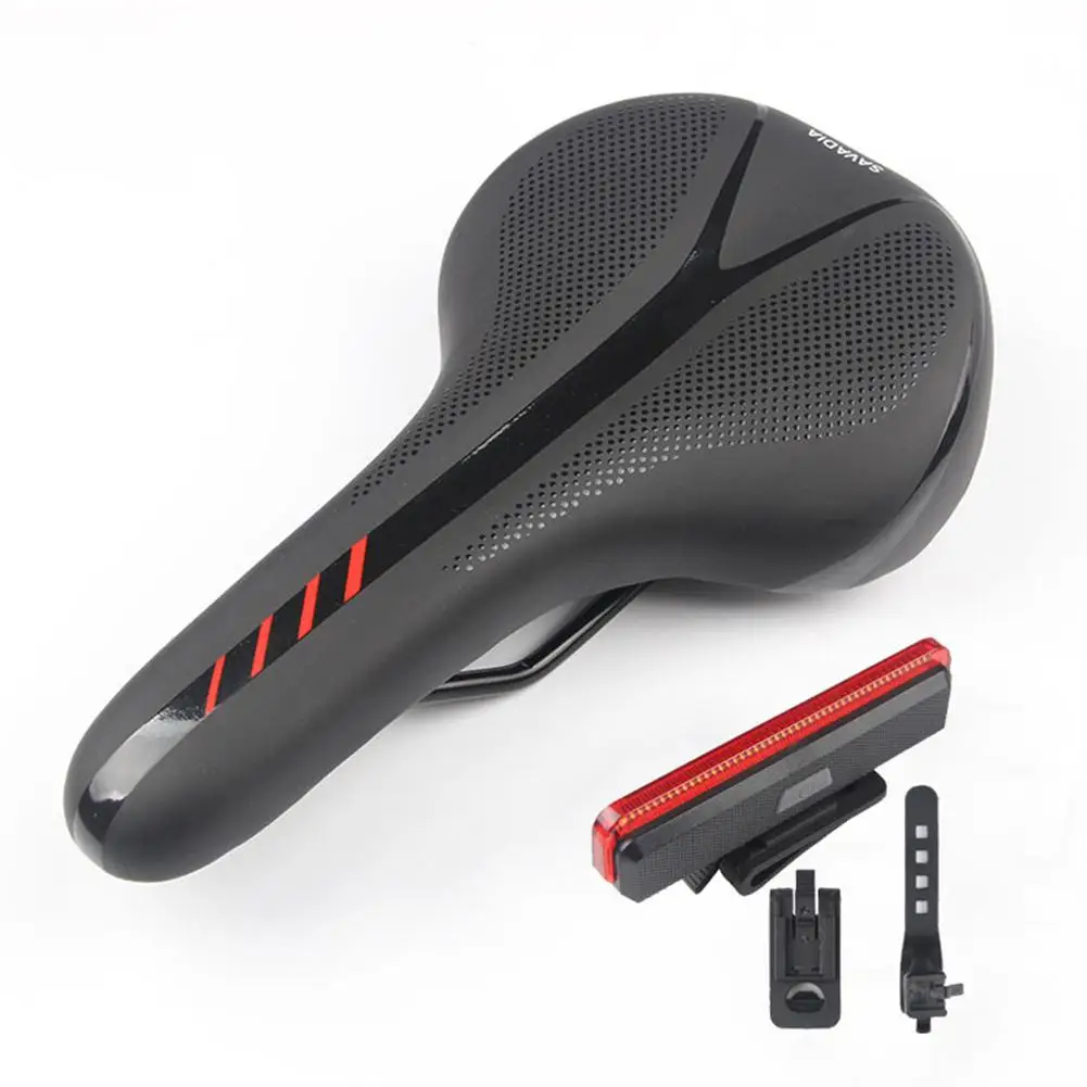 Black red2213 Studyset подушка для горного велосипеда, светильник, седло для велосипеда, утолщенные Силиконовые задние фонари, сиденье для велосипеда - Цвет: Black red2213