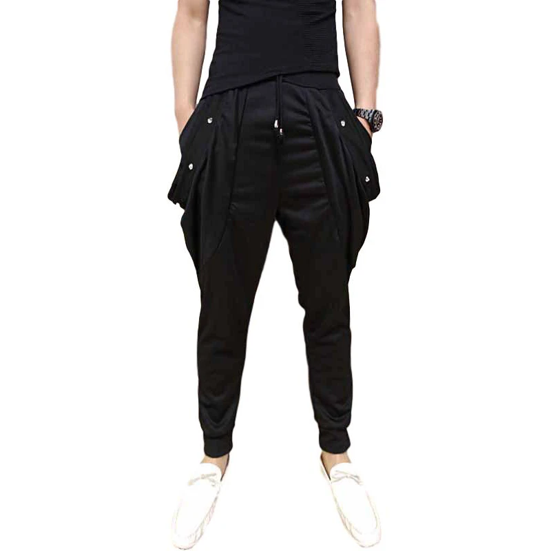 Мужские брюки Idopy в стиле панк готика уличный стиль черные штаны с заклепками