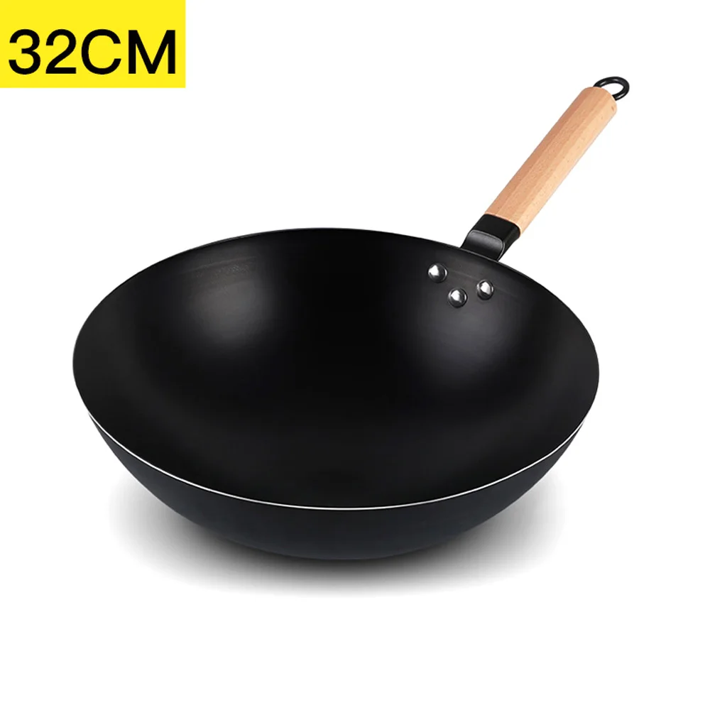 32cm Style 03 Высококачественный Железный ВОК, традиционный железный вок ручной работы, сковорода с антипригарным покрытием, газовая плита, кухонная посуда, сковорода, кухонные инструменты - Цвет: 32cm Style 03
