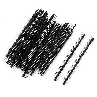 

50 Pcs 40 Position 2.54mm Pitch Single Row Right Angle Header Connector