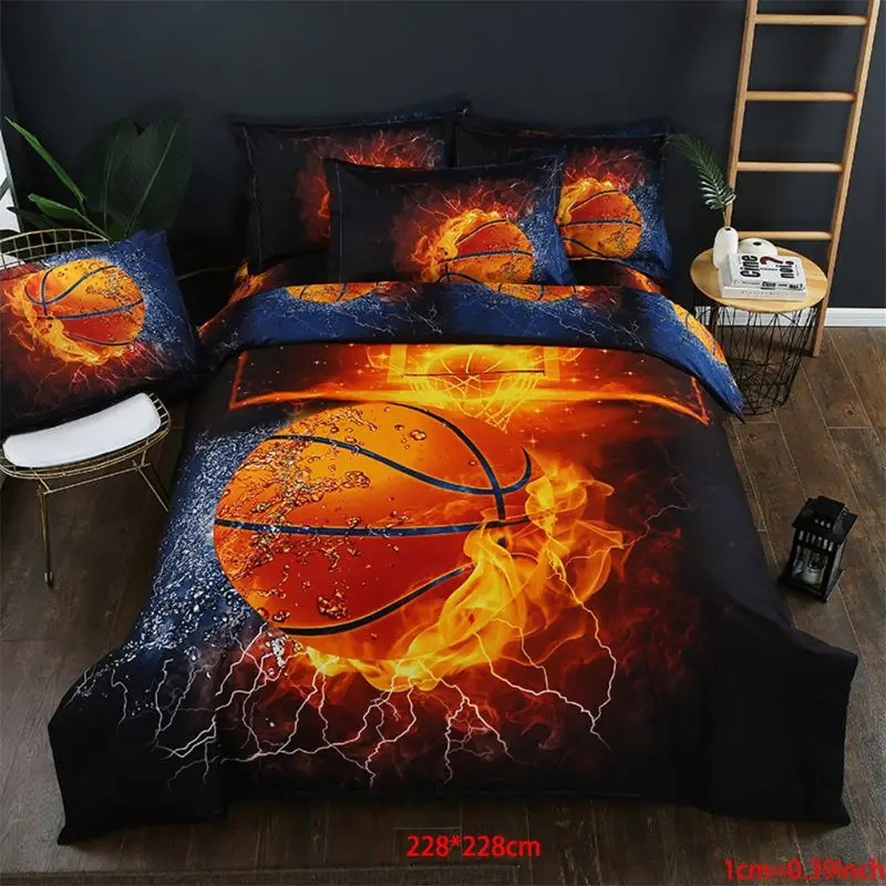 

3D Sports Basketball Baseball Bedding Set 3pcs Lion Art Cover Twin Full Queen King Size 72XF