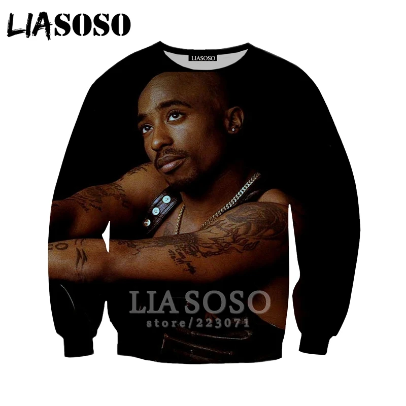 2pac Толстовка LIASOSO Модные мужские и женские толстовки 3D принт Рэпер Хип Хоп Уличная одежда с длинным рукавом Топы пуловер с круглым вырезом B182-06 - Цвет: 12