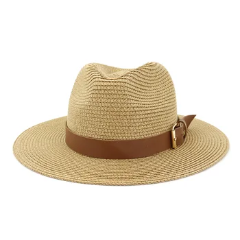

Wholesale Summer Beach Sun Hats Retro Gold Braided Straw Hat for Women Man Loose Sunscreen Sunshade Flat Cap Visors Hats