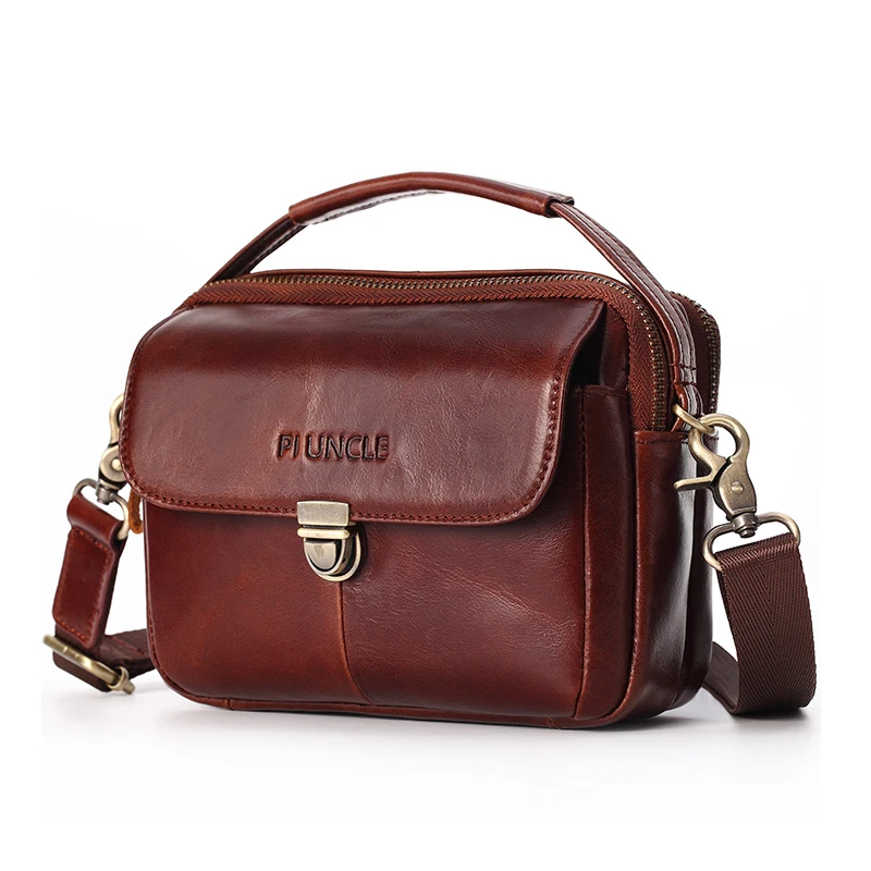 

Big Men Bum Belt Bag Male Genuine Leather Handbags High Quality Men's Cowhide Leather Messenger Bags Young Boy Phone Pouch Bag