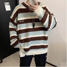 ##Special Price Winter Striped Sweater Men Warm Fashion Contrast Color Casual O-neck Knit Pullover Man Loose Long-sleeved Sweater Male Clothes ##Special Price Winter Striped Sweater Men Warm Fashion Contrast Color Casual O-neck Knit Pullover Man Loose Long-sleeved Sweater Male Clothes