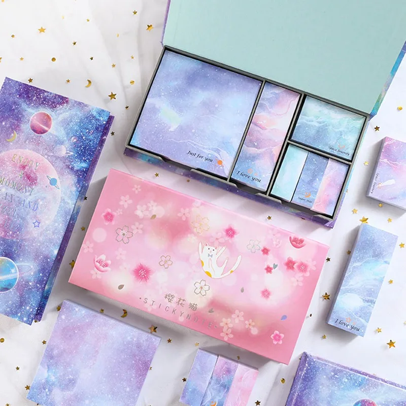 

Romantic Starry Sky Self-Adhesive N Times Tearable Memo Pad Sticky Notes Bookmark School Office Supply