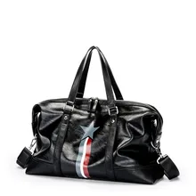 Дорожная сумка из водонепроницаемой кожи, большая вместительность, многофункциональная сумка-тоут, повседневные сумки через плечо, Мужская черная сумка для фитнеса