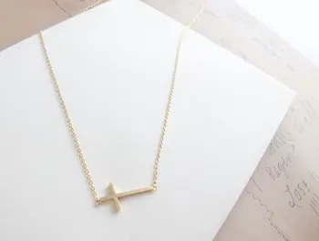 

Sideways Cool Christian Cross Necklaces Simple Faith Religious Cross Pendant Chain Necklaces Geometry Jewelry for Women