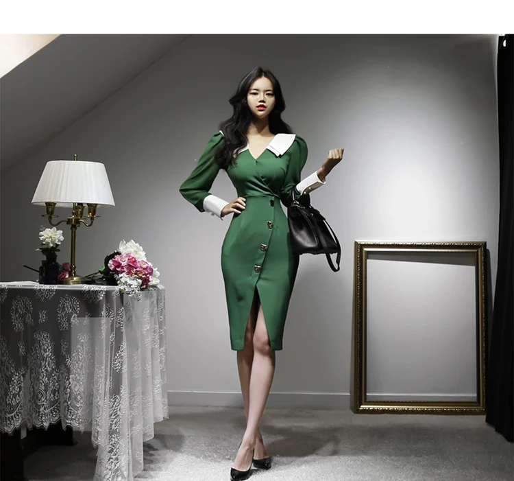 2022 فستان بسيط بابه واكمام طويله تصاميم كوريه جديد فساتين العيد لعام