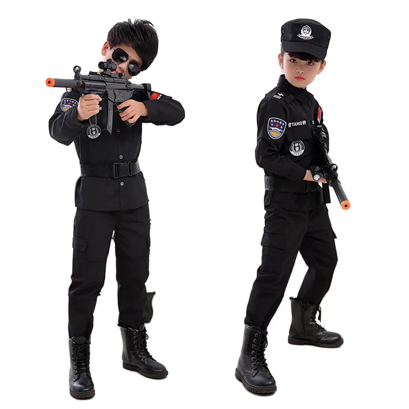 

Kids Cosplay Costumes Policeman Swat Special Forces Clothing Set for Toddler Boys Military Uniform Army Suit Tactical Clothes
