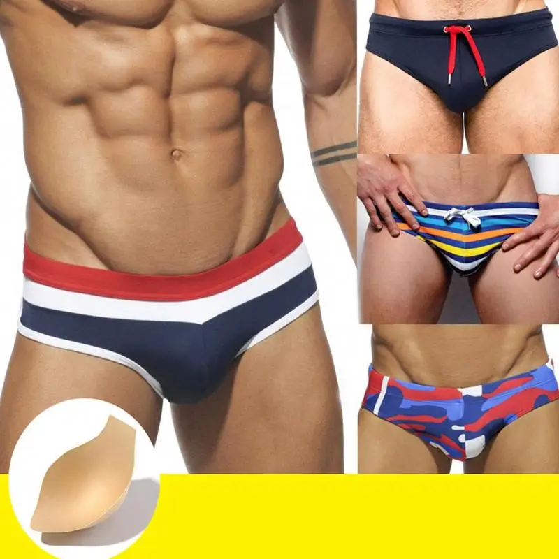 Men Boys Swim Briefs Pad Men Swimwear Trunks Underwear Insert Swimsuit  Enlarge Pouch Pad