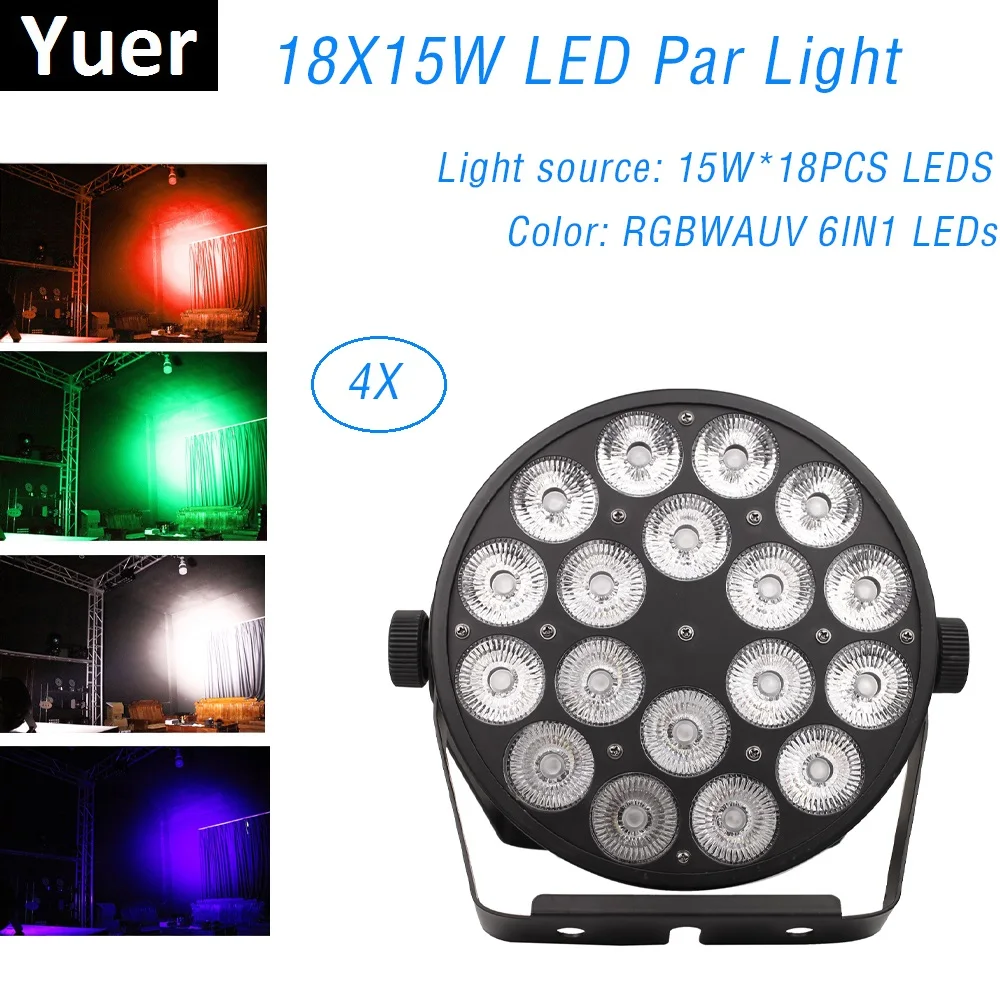 LED Par Light RGBWA-UV 18X15W Disco Wash Light Dj Equipments DMX 512 LED Uplights Stage Lighting Effect Dj Projector Disco Light