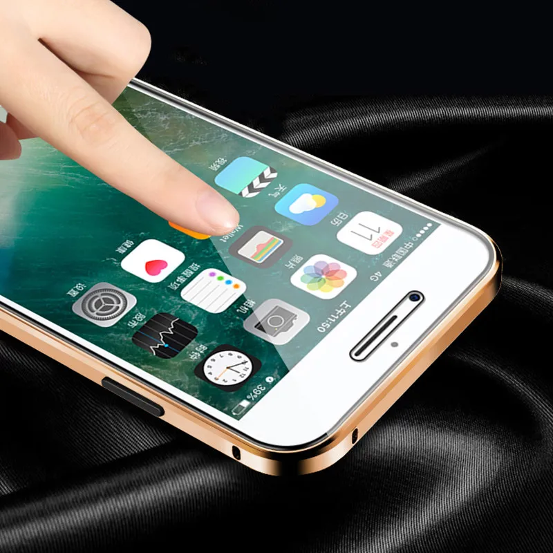 Магнитный металлический Полный Чехол чехол для iPhone 6S X XR XS Max двухсторонняя, для стекла защитные чехлы для iPhone 6 6s 7 8 Plus чехол для телефона
