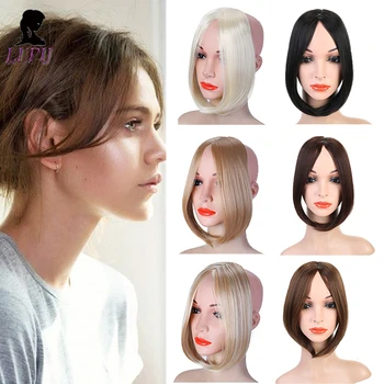 

LUPU Fashion Long Clip In on Front Hair Bang Side Fringe Hair Extension Real Natural Synthetic Bangs Hair Piece Black Brown