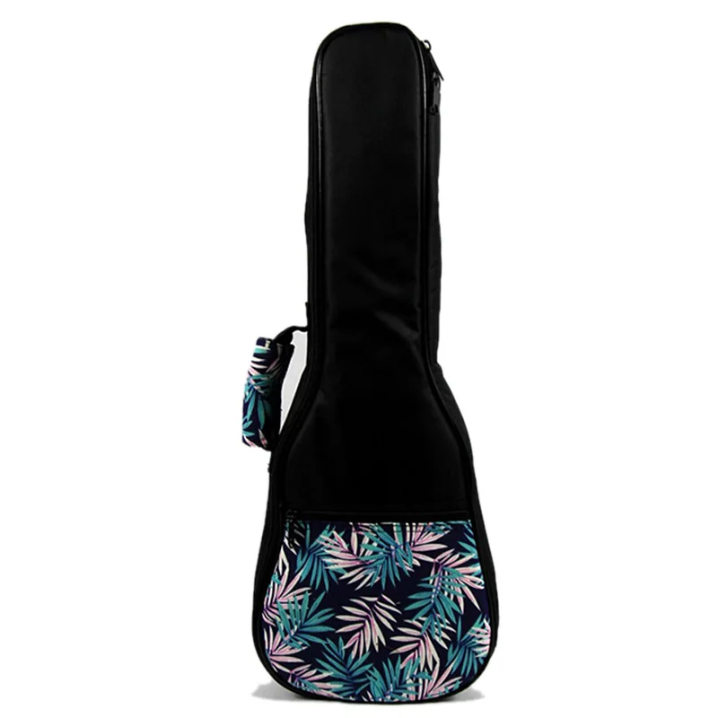 

Soprano Concert Tenor Ukulele Soft Bag Blue Leaves Case Gig Padded Pattern Creative Gifts Kids Girl Boy 26 Inch