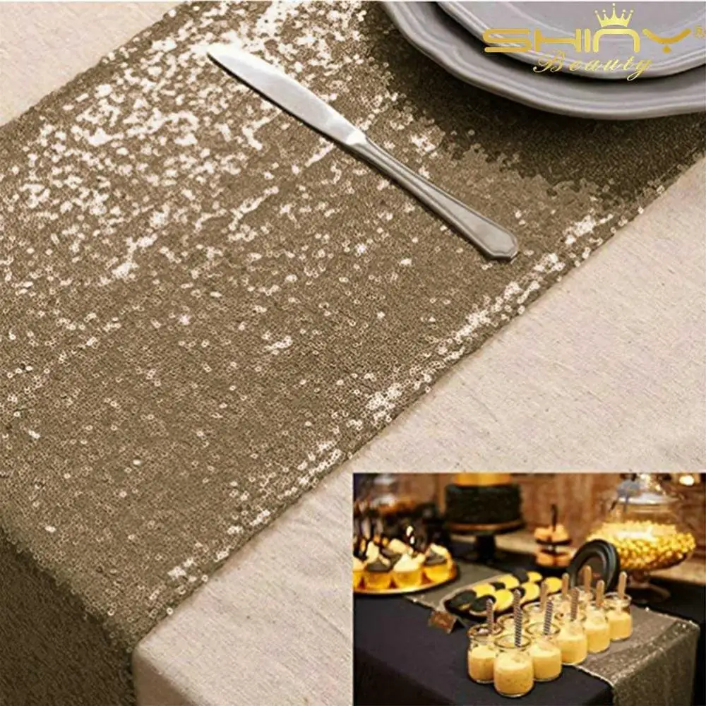 Copper-2 pack Настольная дорожка с блестками 12x108-дюймовая блестящая настольная дорожка с блестками s 2 Упаковка настольная дорожка для детской вечеринки Румяна столовая украшение стола-M - Цвет: Copper-2 pack