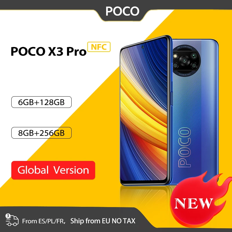 Versión Global POCO X3 Pro NFC 6GB 128GB / 8GB 256GB teléfono móvil Snapdragon 860 A 120Hz DotDisplay 48MP Cámara 5160 batería 732G