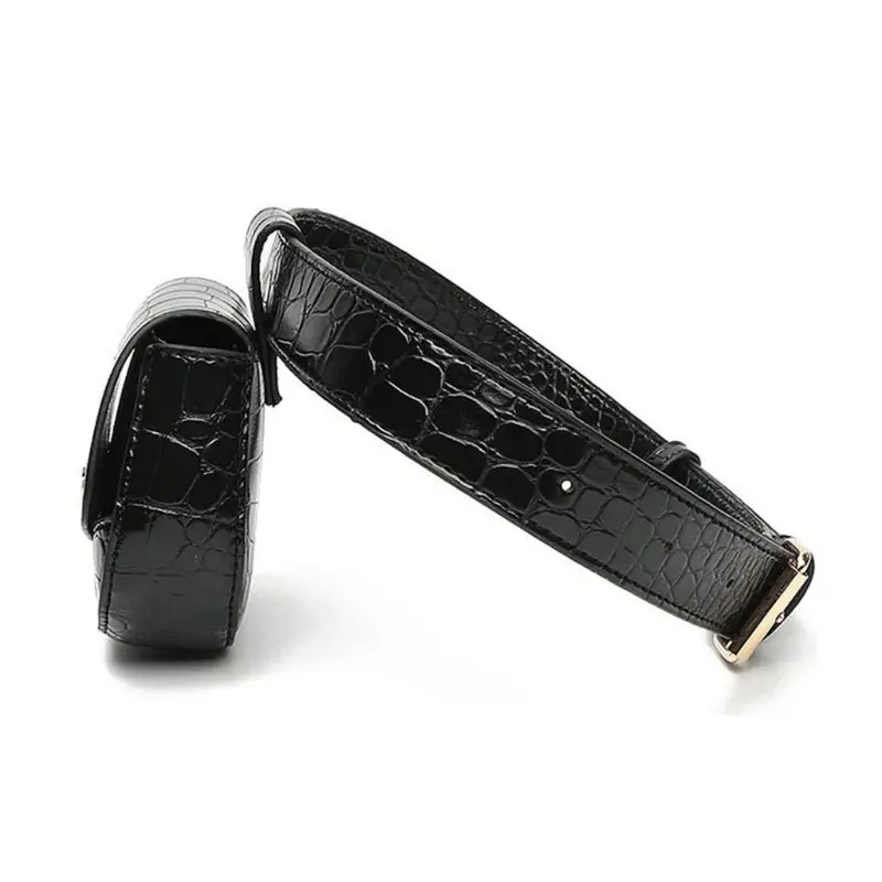 Fashion Stripe Detachable Female Pack Women Waist Bag Leather Belt Pouch Decor