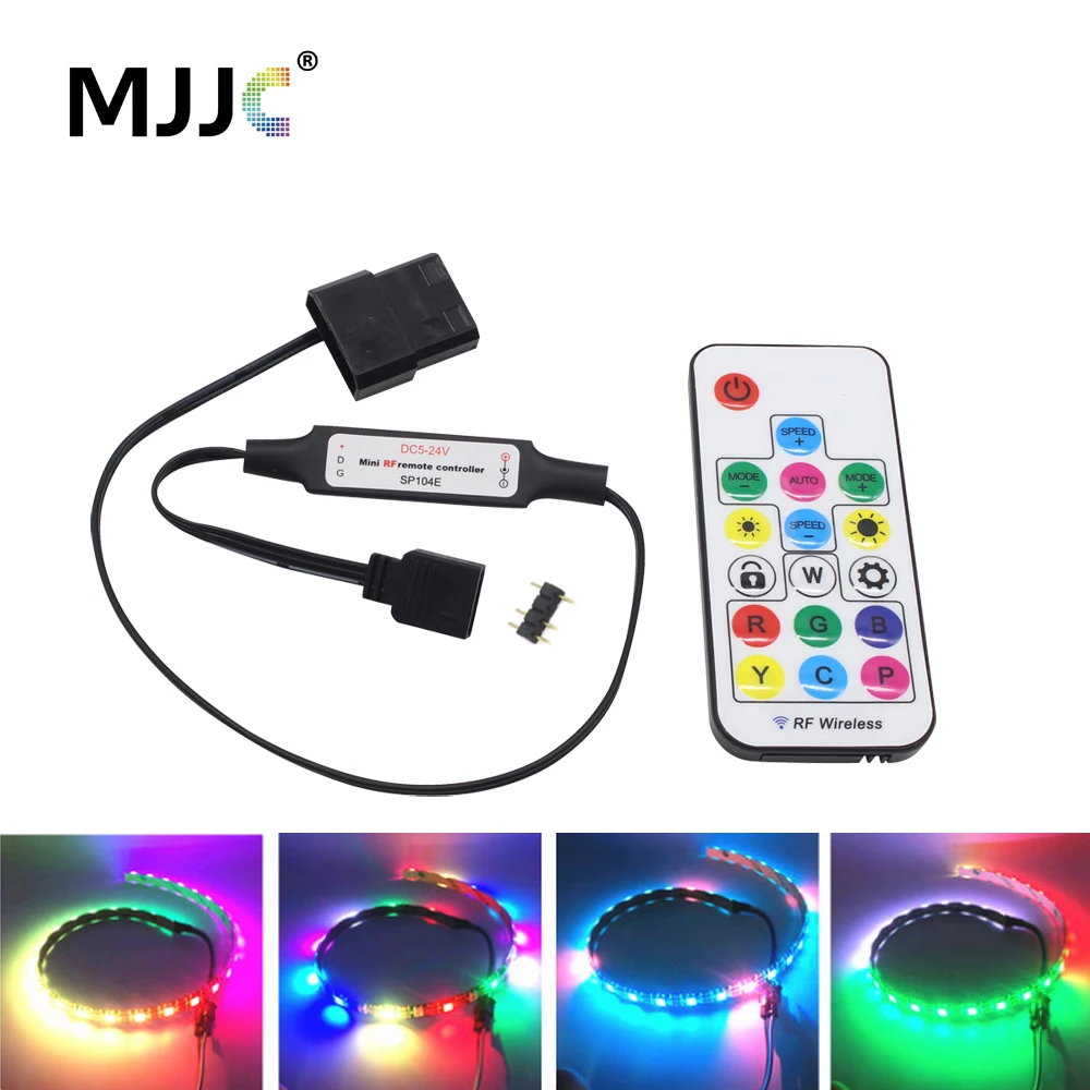 RGB LED Controller Pixel LED Controller LED Strip Controller RGB Controller LED Controller SATA Controller DC 5V 3Pin RF 17 Keys Molex Large 4Pin Pixel PC Controller for WS2812B SK6812 Addressable RGB LED Light Strips