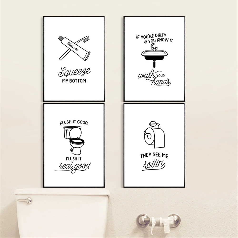 

Quotes Print Painting Black And White Postes Toothpaste Paper Canvas Painting Minimalist Modern Home Decorative Picture Painting
