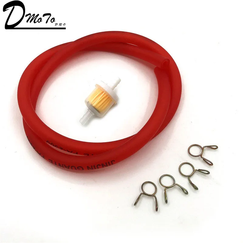 Snowmobile Fuel Line 1 Meter Clear Red Fuel Line Hose - 8mm ID, For ATV, Dirt Bike, Quad, Buggy Red Line Bikes