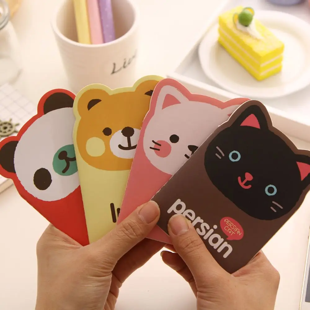 

3PCS/Pack Portable Cute Cartoon Animal Panda Cat Bear Mini Notepad Diary Notebook School School Office Supply Style Random
