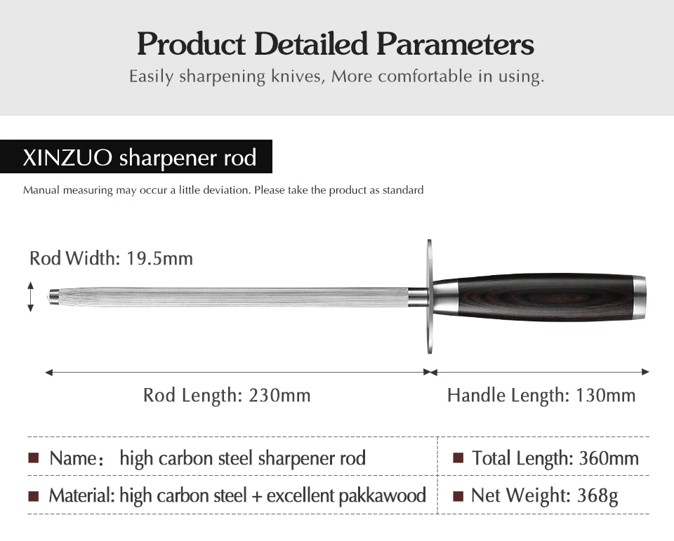 XINZUO профессиональный нож шеф-повара точилка Удочка из высокоуглеродистого материала точильная палка хонинговая сталь для кухонного ножа ножи из нержавеющей стали