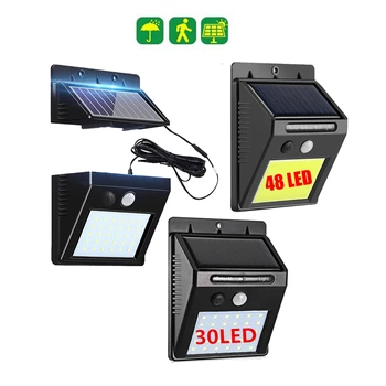 

48/30 LEDs Solar Lights Outdoor PIR Motion Sensor Activated Separable Light for Garden Security Waterproof Wireless Wall Lamp in