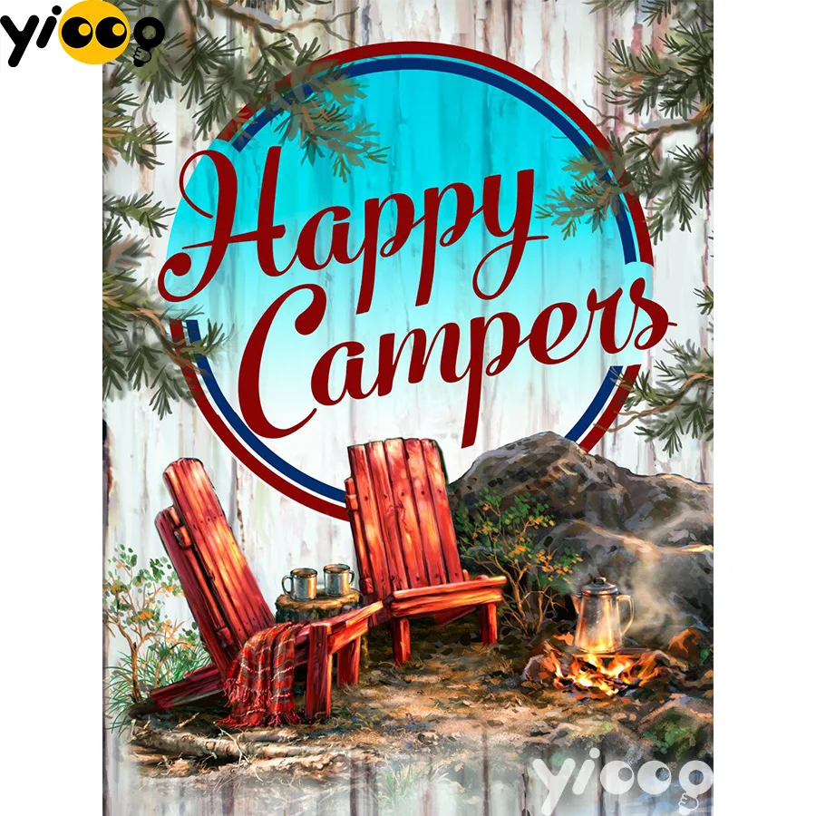 Алмазная картина с квадратными стразами 5D сделай сам для вышивки Happy campers мозаика