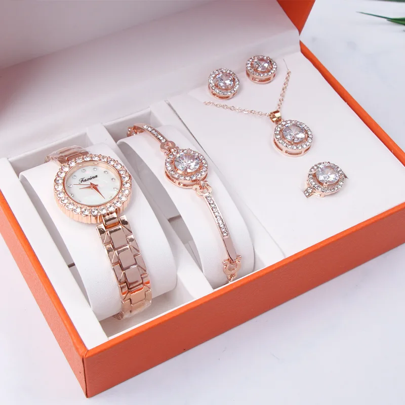 

Method Xena New Style Handmade Diamond Set Ladies' Watch Five-Piece Cool Set Fashion Light Luxury Watch Women's Fashion