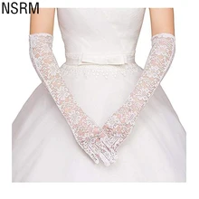 Женские кружевные цветочные локоть Тюль Свадебные перчатки для невесты перчатки для платья вождения Вечерние перчатки