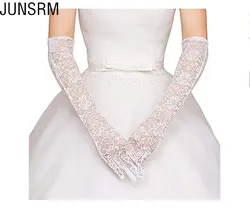 Женские кружевные цветочные локоть Тюль Свадебные перчатки для невесты перчатки для платья вождения Вечерние перчатки