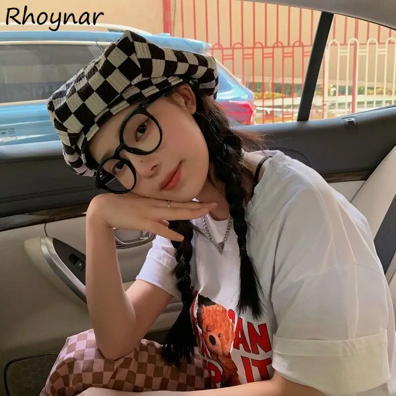 

Berets Women Trendy New Arrival All-match Cute Plaid Autumn Students Korean Style Fashion Decorate Ins Harajuku Mujer Aesthetic