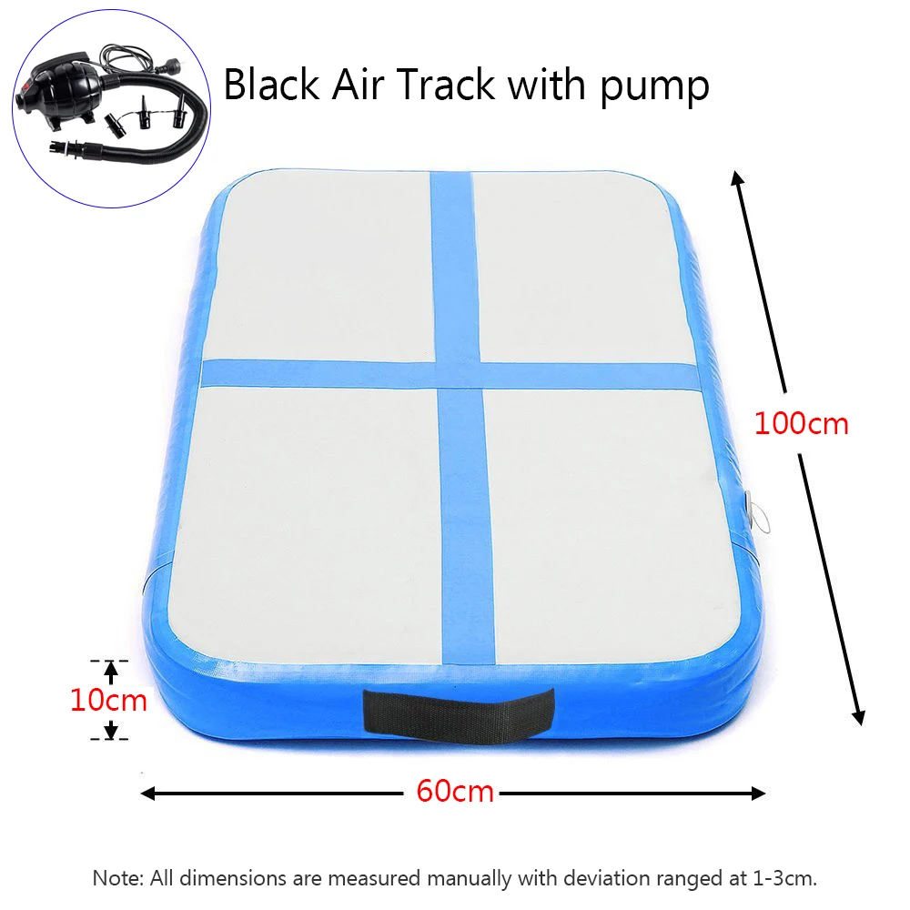 BLUE with Pump 1 м детский надувной батут, надувной батут для гимнастики, пола, гимнастики, гимнастики, йоги, матрас для парка/пляжа/воды/домашнего использования - Цвет: BLUE with Pump