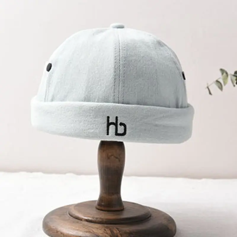 Унисекс без полей Регулируемая Docker Hat Beanie буквы вышивка мыть череп Кепка