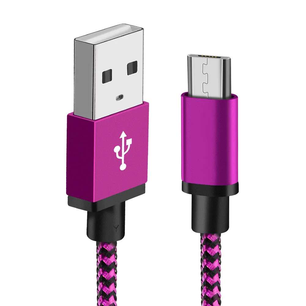 1/2/3 м Микро usb-кабель телефон Android Зарядное устройство кабель для зарядки Micro USB зарядка через usb провод шнур для Xiaomi Redmi 5 Plus, 8, 7, 6 6A S2 - Цвет: Rose Red For Micro