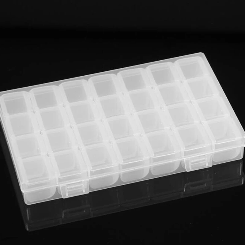 

28 Slots Cross Stitch Tools Canvas Geometric Holder Storage Assortment Jewelry Diamond Painting Accessories Box Embroidery Case