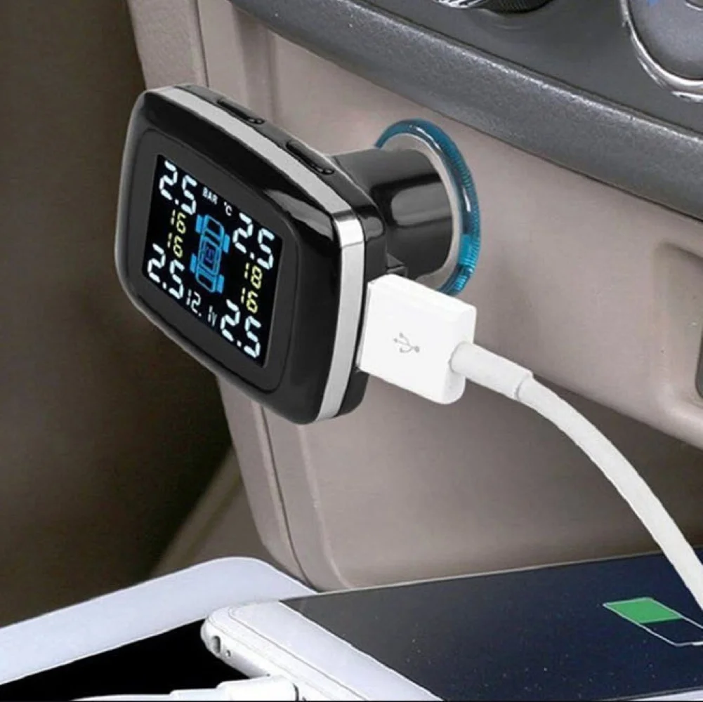 Автомобиль TPMS ЖК-дисплей монитор давления в шинах Система с 4 внешними/внутренними датчиками