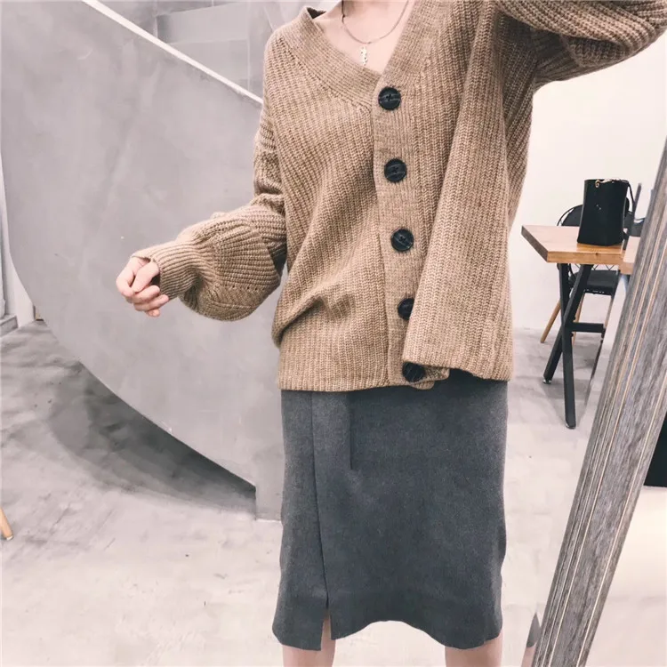 

1306 Network Versatile Elastic Waist Slit Knitted Skirt