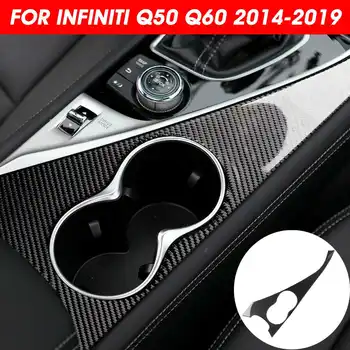 

Audew 1Pc Auto Car Water Cup Holder Panel Trim Cover Front Central Console Stickers Carbon Fiber For Infiniti Q50 Q60 2014-2019