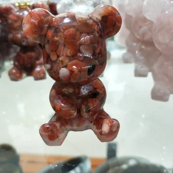 

Natural Carved Animals, Crushed Stone Cute teddy bear Exquisite Craft for Home Furnishing a sitting room room Christmas gift