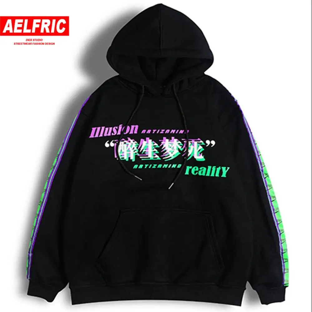 AELFRIC хип-хоп мужские толстовки с буквенным принтом уличная мода пуловер Harajuku Повседневная хлопковая толстовка