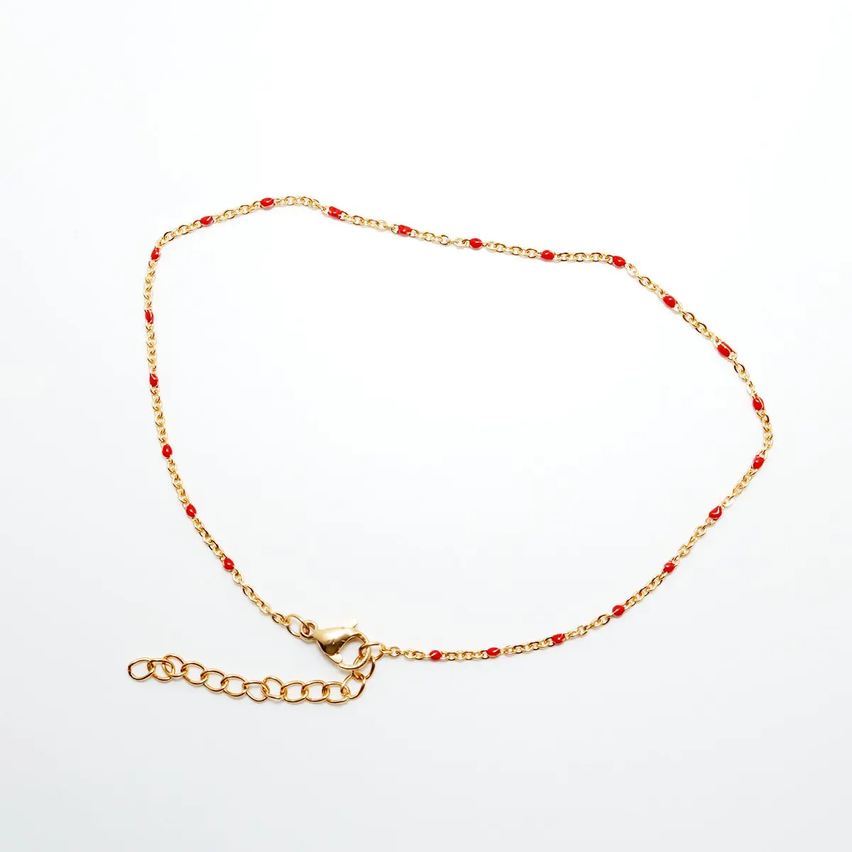 Fashion 304 Stainless Steel Anklet Gold Color Red Enamel Anklet Bracelets Leg Chain Summer Beach