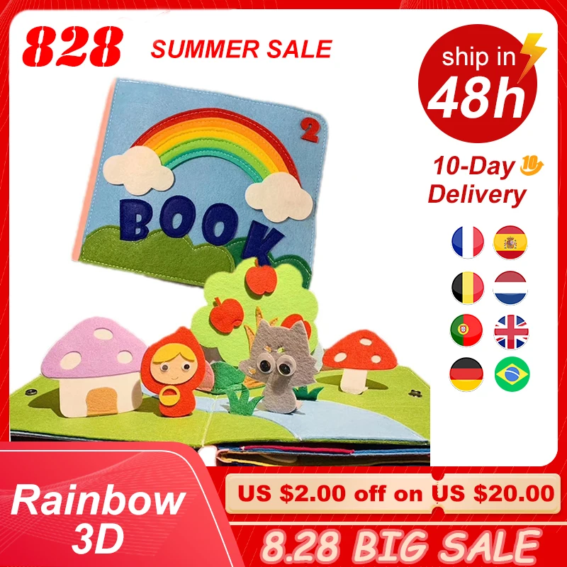 Rainbow 3D Baby Cloth Book Practice Hand Early Learning Education Quiet Book Soft Washable Unfold Parent-Child Interaction Book 7 Rainbow 3D Baby Cloth Book Practice Hand Early Learning Education Quiet Book Soft Washable Unfold Parent-Child Interaction Book