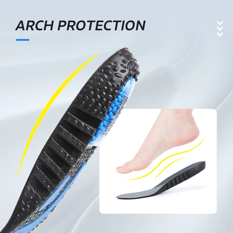 BANGNI PORON Air Cushion Insole PU Memory Foam Sports Support Inserts ZOOM Popcorn Orthopedic Shoes Pad For Feet Men Women