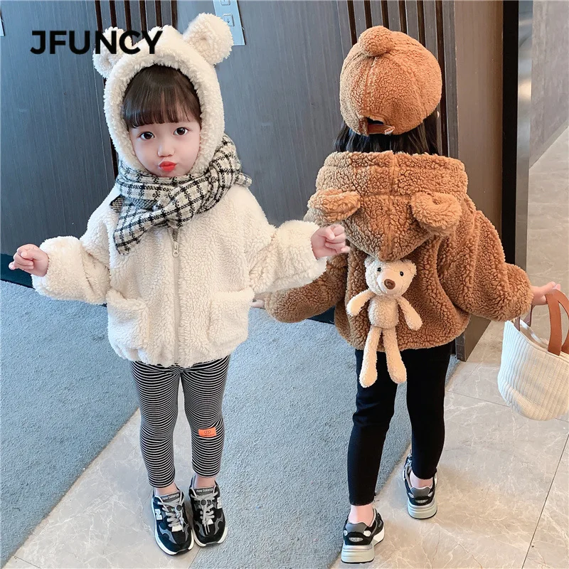 JFUNCY плотное теплое плюшевое пальто для девочек детская зимняя верхняя одежда с