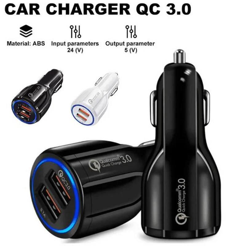 QC3.0 2 зарядных порта USB для автомобиля Зарядное устройство 5V 3.1A быстрой зарядки Quick Charge 3,0 Автомобиля Зарядное устройство для samsung S7 S6 Примечание