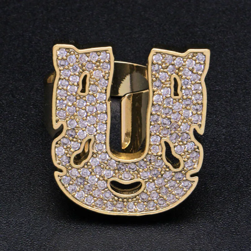 Хип-хоп AAA кубическая циркониевая подвеска Bling Iced Out Bubble кольцо с гравировкой Bling CZ кольца женские мужские Клубные рапперы ювелирные изделия регулируемый размер