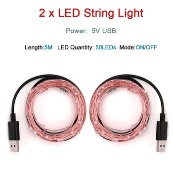 

2 pcs per lot USB LED Twinkle Fairy String Light, 5m Copper Wire Fairy Lights for Festival Christmas Wedding Party Patio