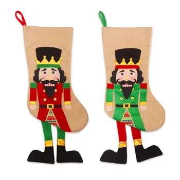 

2pcs/set Christmas Stocking Sock Walnut Soldier Gift Candy Bags Hanging Xmas Tree Fireplace New Year Decorations